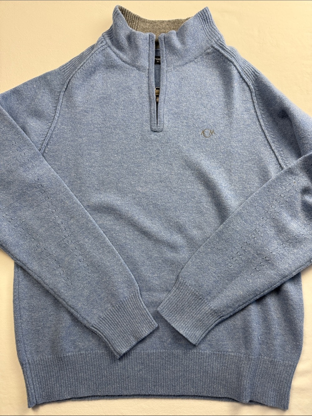 McGregor Men's Light Blue Quarter Zip Knit Sweater Size L